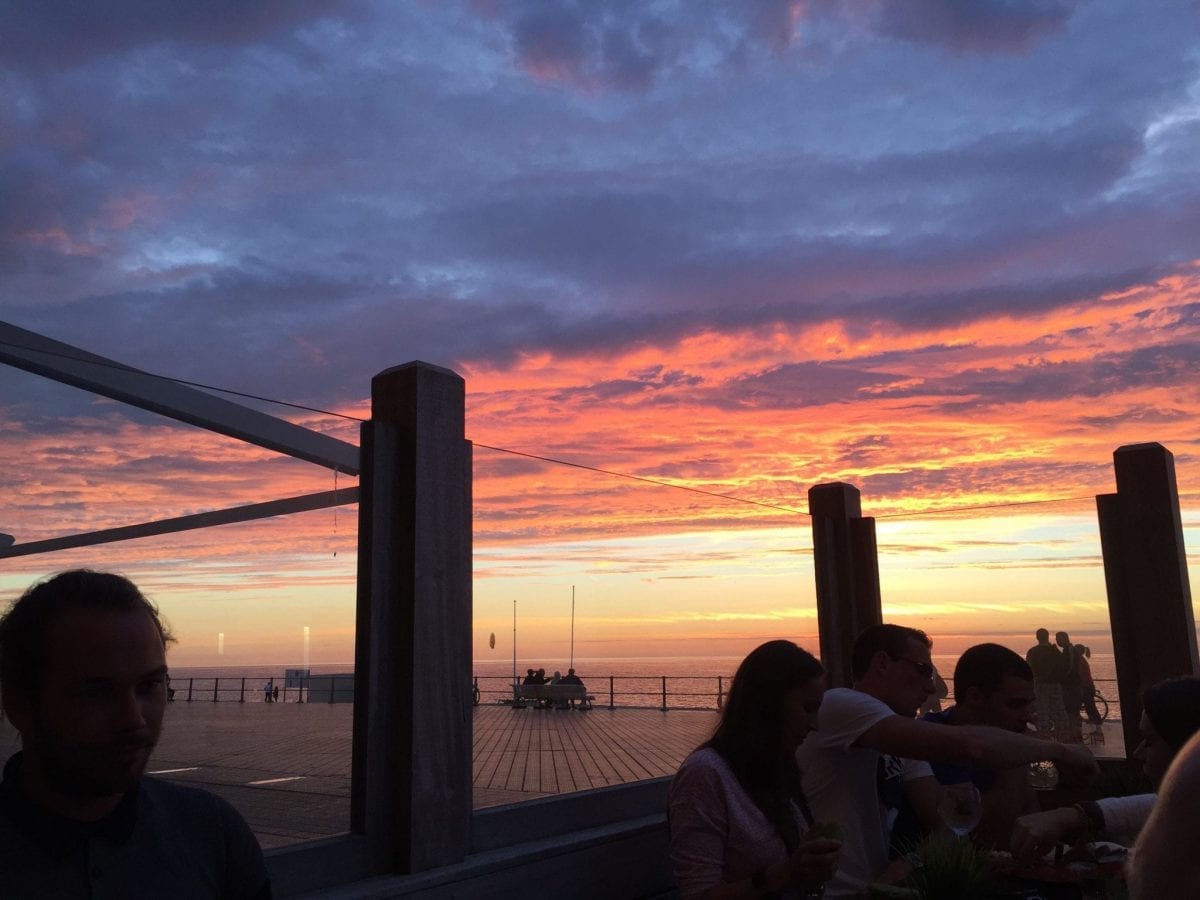 Ostend beach by sunset