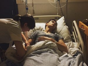 After surgery in the hospital