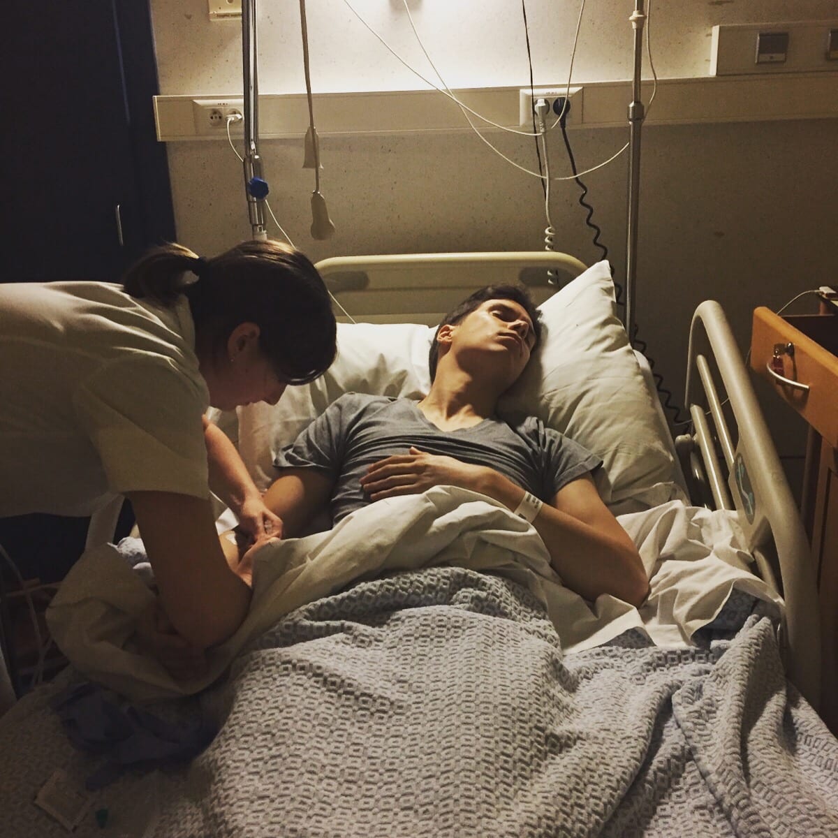 After surgery in the hospital