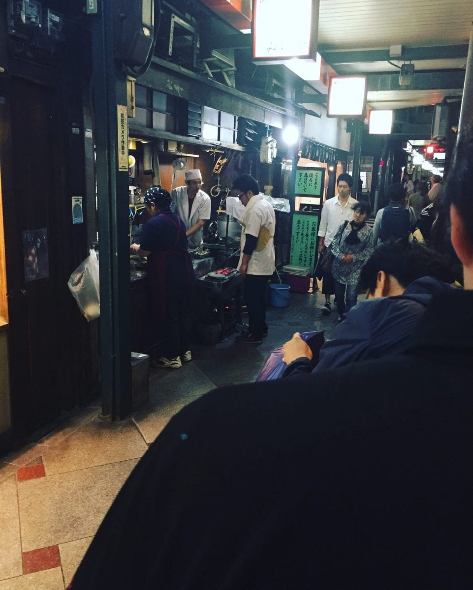 Queueing up on the street in Kyoto