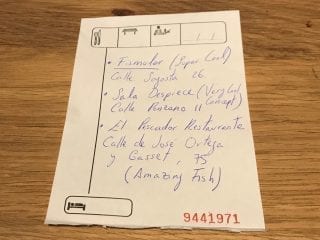 Notes with local tips, Madrid