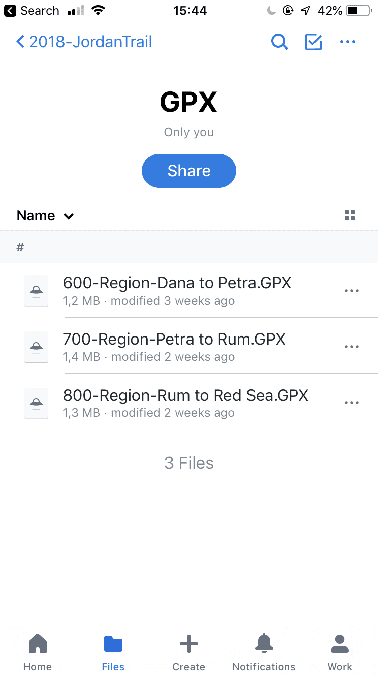 GPS Navigation on your phone - GPX files in dropbox