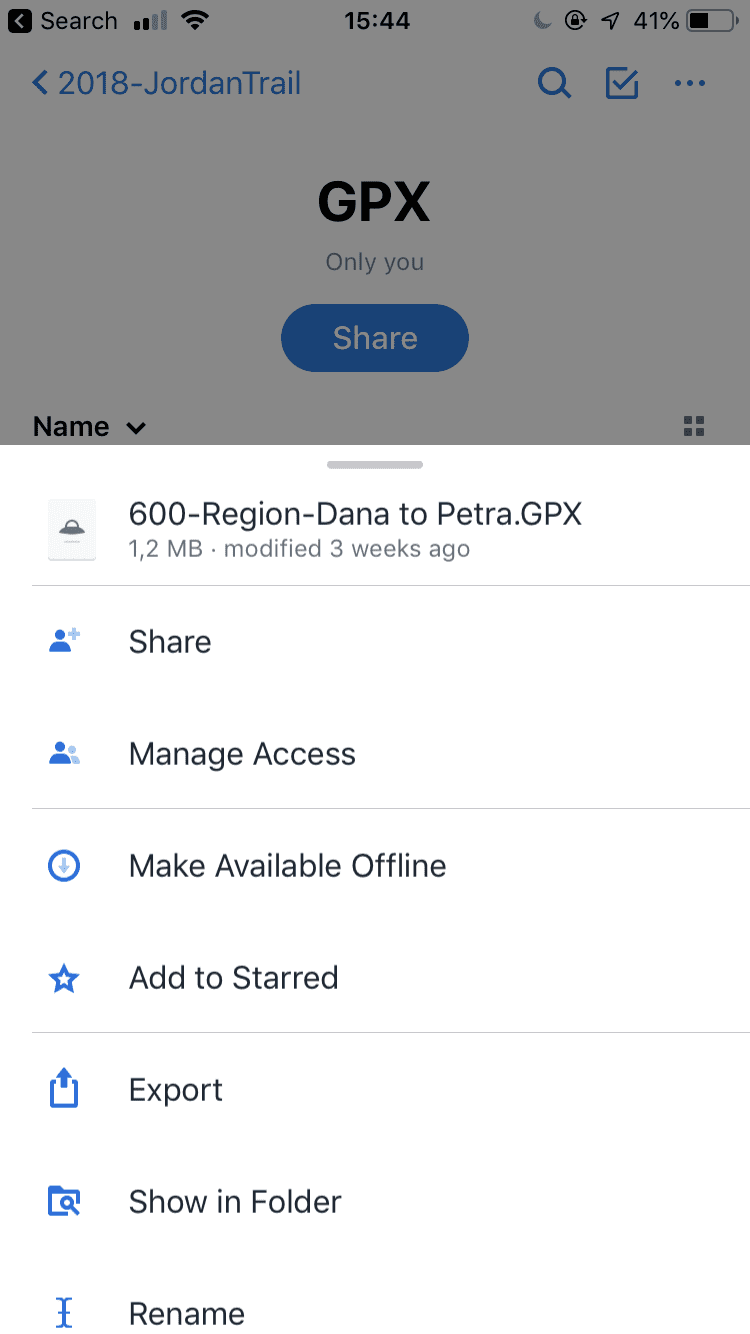 GPS Navigation on your phone - GPX files in dropbox