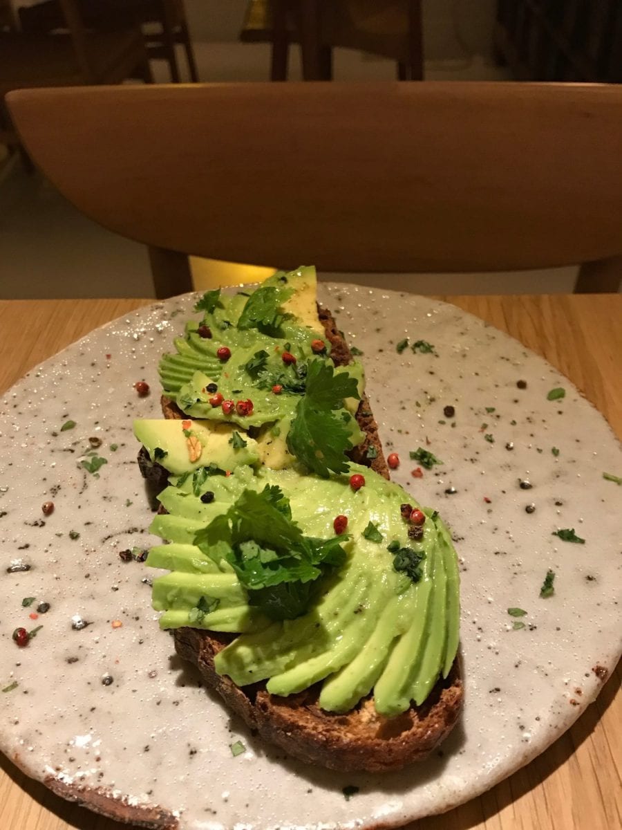 Avocado toast at One Shot Fortuny in Madrid