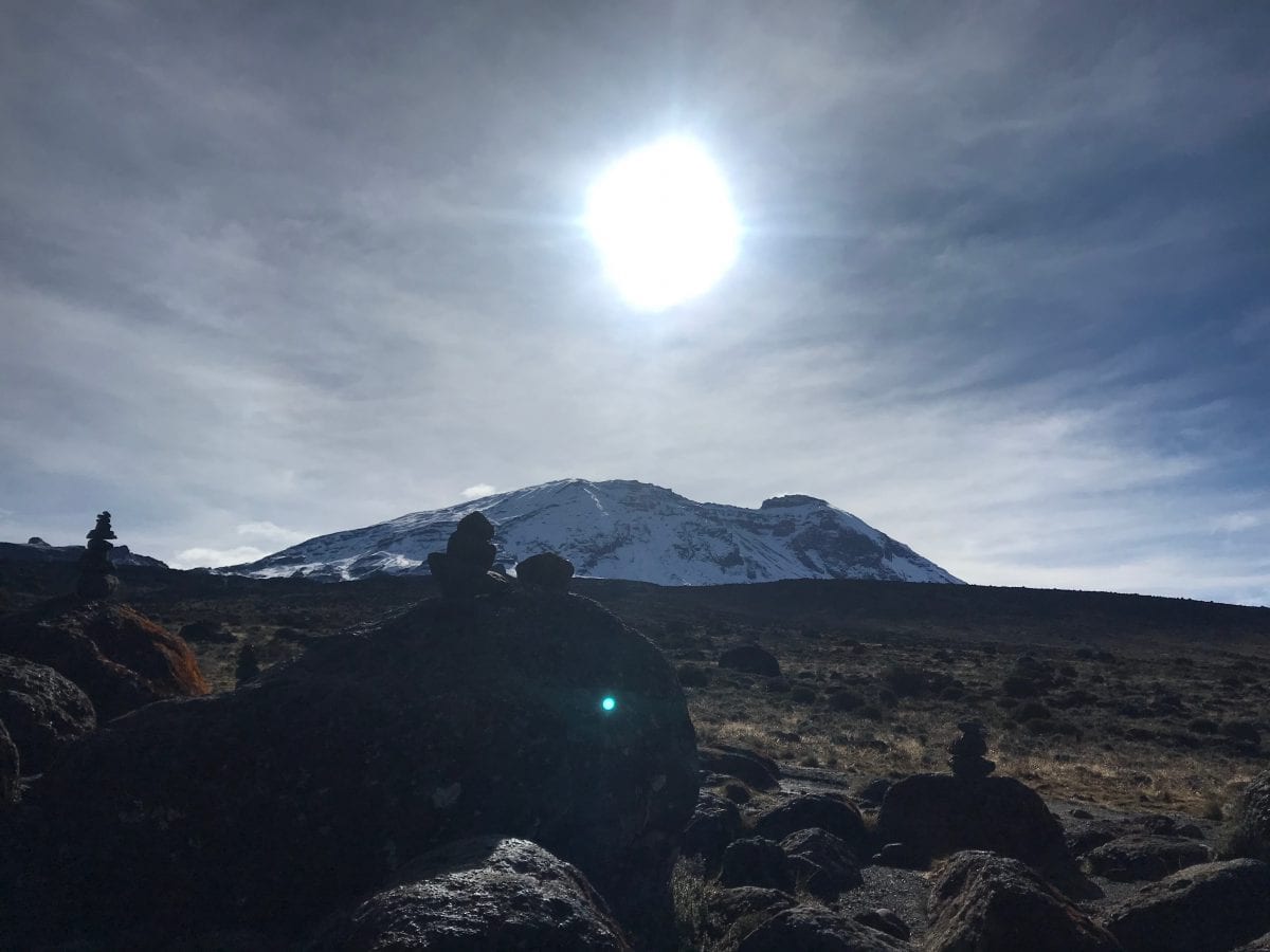 Mount Kilimanjaro marked with cairns