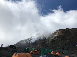 Camp with summit view