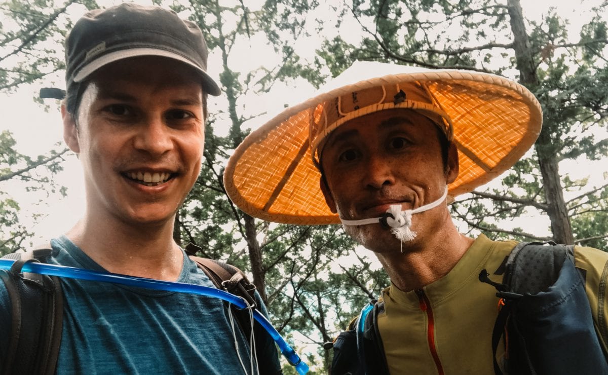 With a fellow pilgrim on the start of the Kohechi part of Kumano Kodo