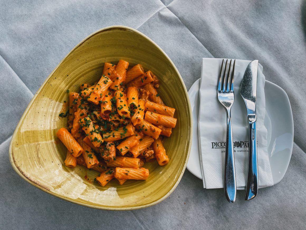 Pasta Rigatoni at Piccolo Padre in Balluta Bay